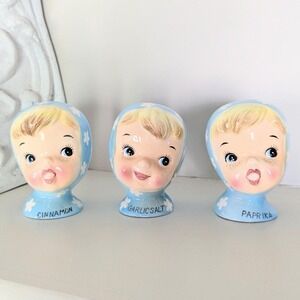 Vintage Napco Miss Cutie Pie Spice Shakers Cinnamon Garlic Salt Paprika Japan